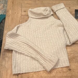 Forever 21 Ribbed Cream Turtleneck Sweater